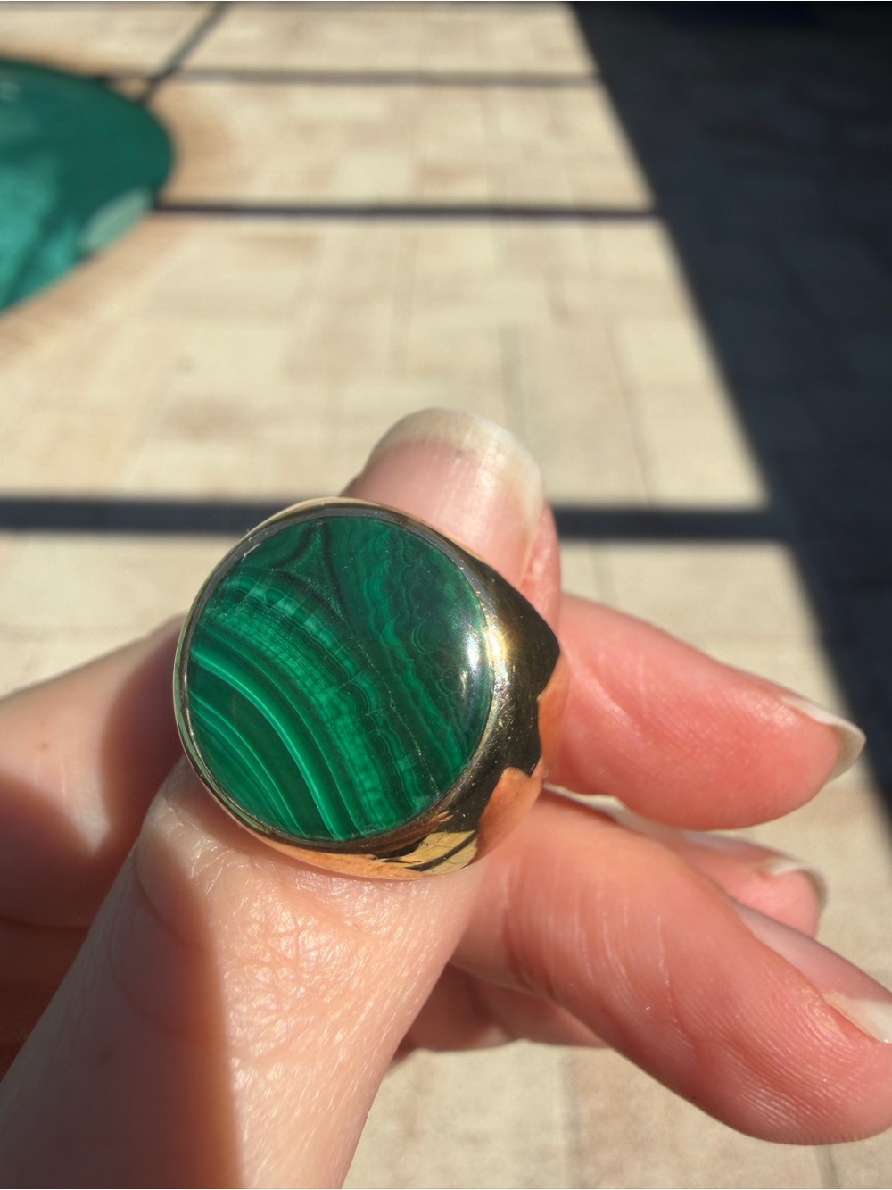 Anna Beck Gold Ring with Green Malachite